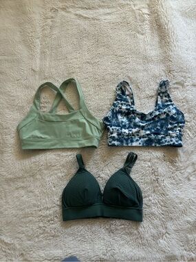 Mixed Brands Blue and Green Sports Bra Bundle Size Small
